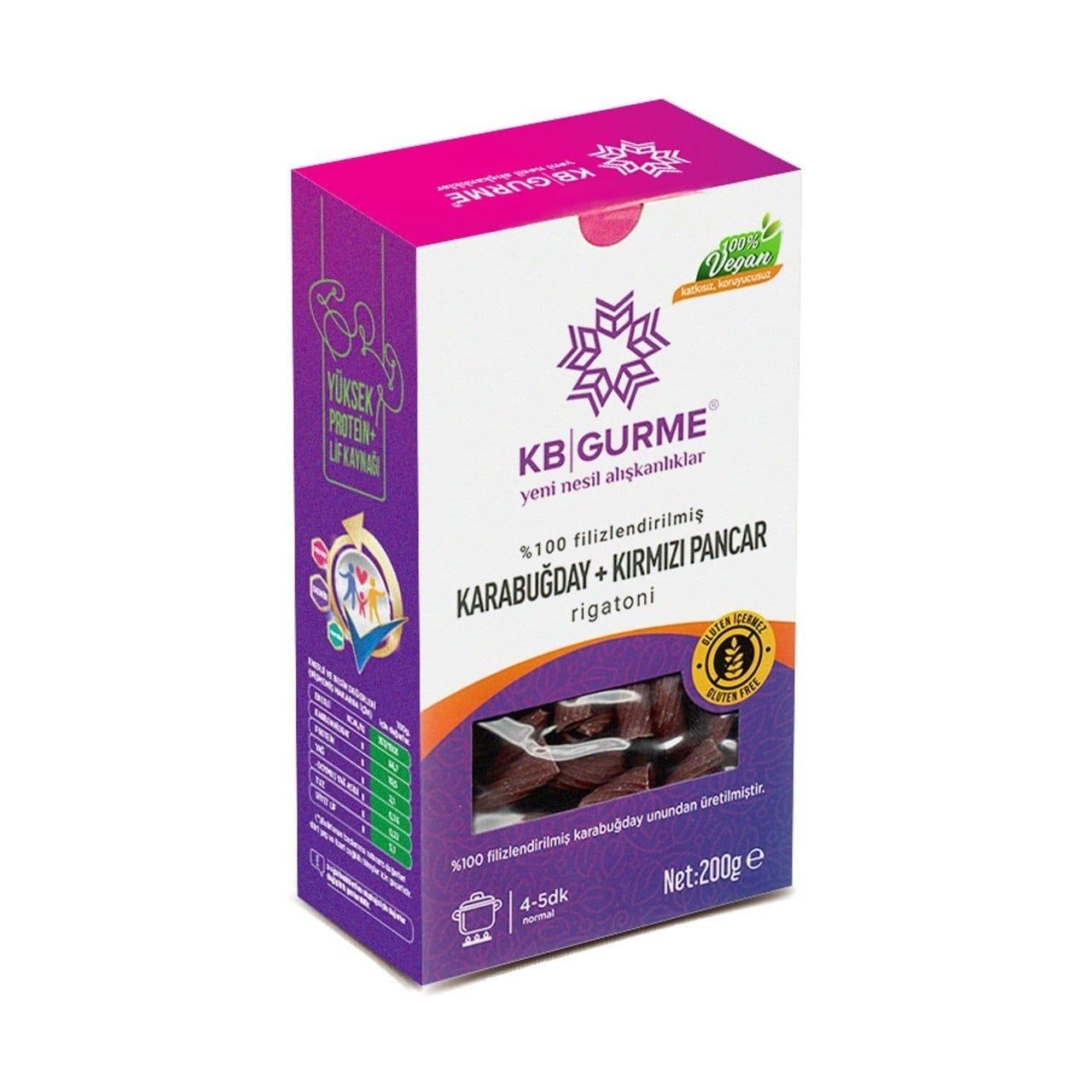 Glutensiz & Vegan Karabuğday + Kırmızı Pancar Makarna Rigatoni 200 gr