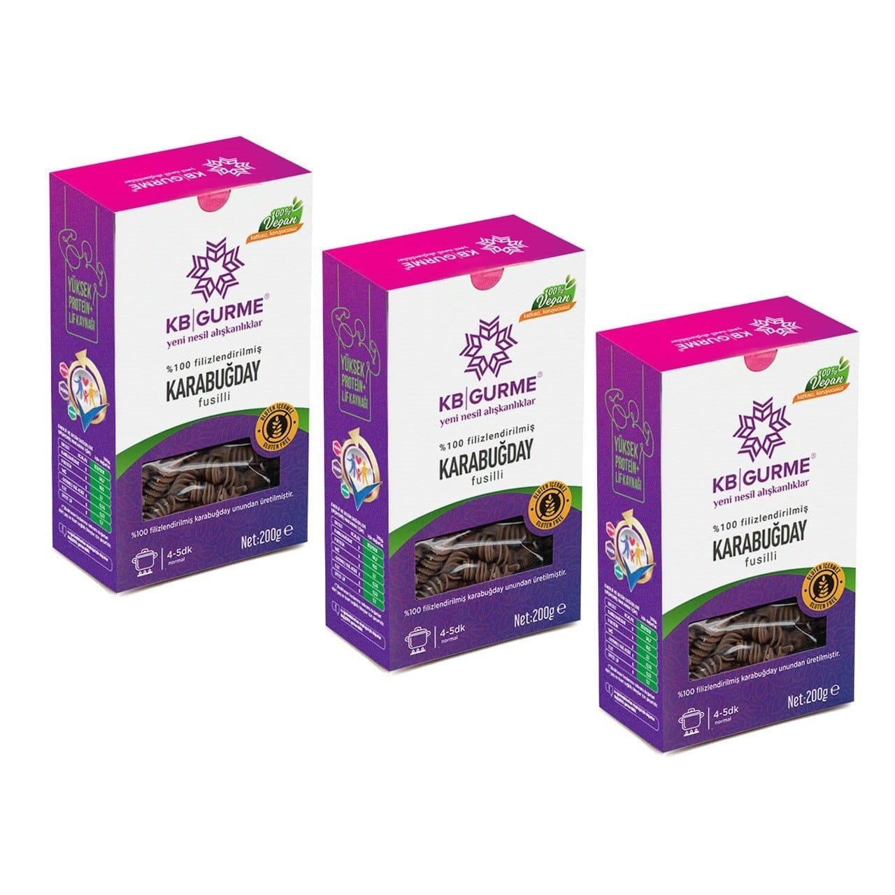 Glutensiz & Vegan Karabuğday 3 lü Set Fusilli 200 gr 3 Adet